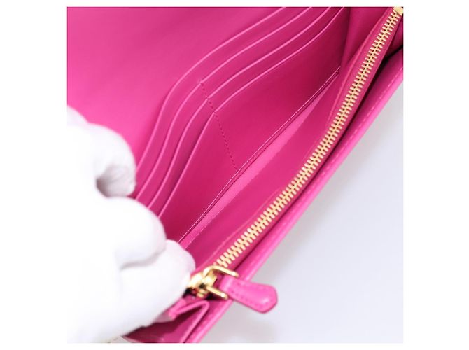 Cartera larga PRADA Velor Red Gold Auth 197223M Roja Dorado - vista 16
