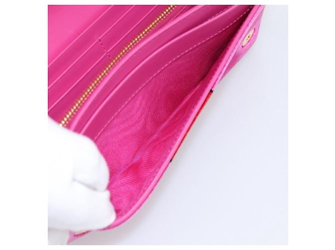 Cartera larga PRADA Velor Red Gold Auth 197223M Roja Dorado - vista 21