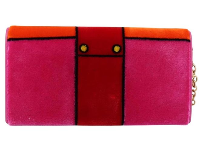Cartera larga PRADA Velor Red Gold Auth 197223M Roja Dorado - vista 3