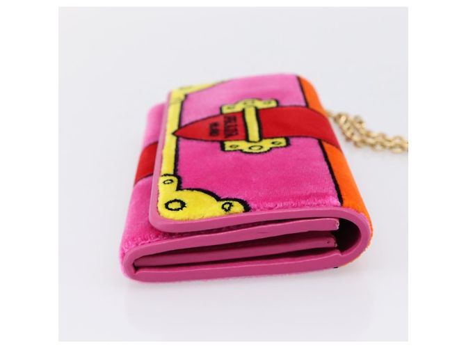 Cartera larga PRADA Velor Red Gold Auth 197223M Roja Dorado - vista 5