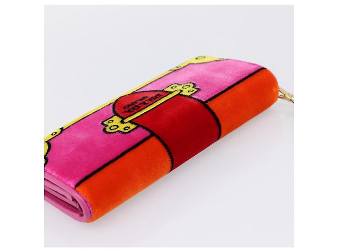 Cartera larga PRADA Velor Red Gold Auth 197223M Roja Dorado - vista 6