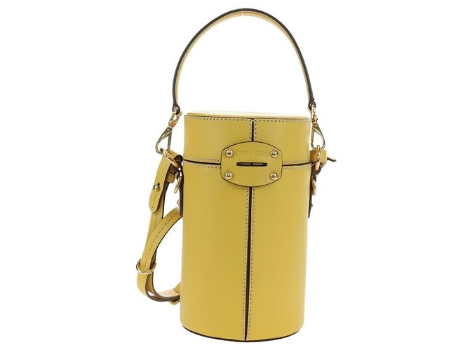 Borsa a mano Miu Miu in pelle 2way Giallo Oro Auth 195501V D'oro - vista 3