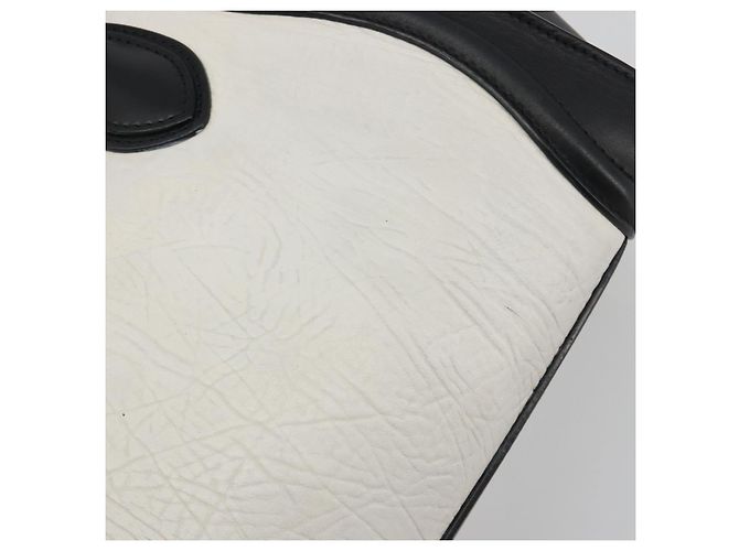 Céline CELINE Luggage Micro Shopper Hand Bag Leather White Gold Tone Auth 196440A Bianco - vista 14