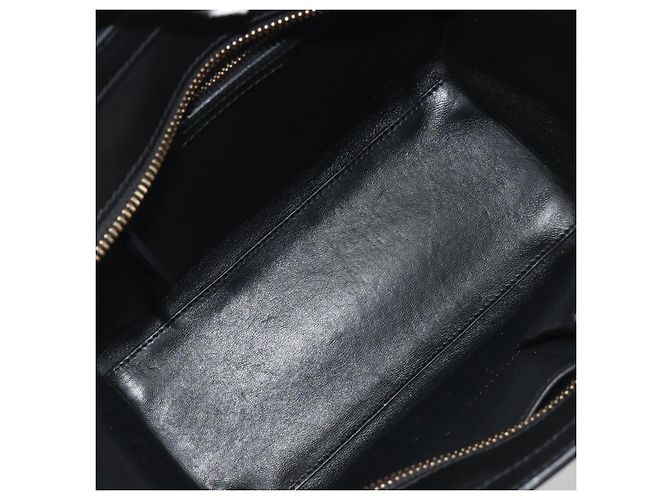 Céline CELINE Luggage Micro Shopper Hand Bag Leather White Gold Tone Auth 196440A Bianco - vista 18
