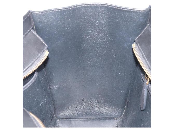 Céline CELINE Luggage Micro Shopper Hand Bag Leather White Gold Tone Auth 196440A Bianco - vista 20
