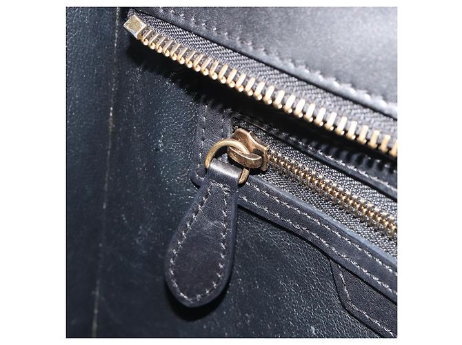 Céline CELINE Luggage Micro Shopper Hand Bag Leather White Gold Tone Auth 196440A Bianco - vista 21