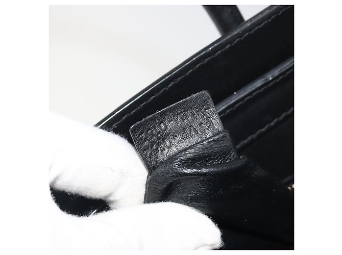 Céline CELINE Luggage Micro Shopper Hand Bag Leather White Gold Tone Auth 196440A Bianco - vista 25