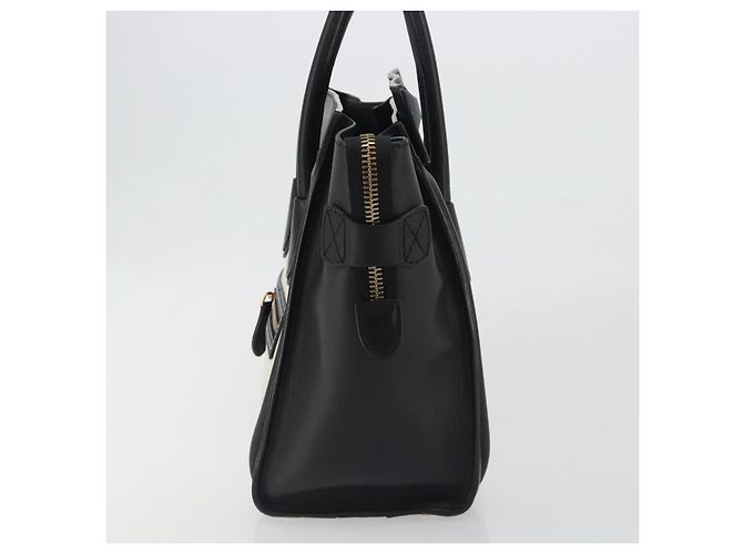 Céline CELINE Luggage Micro Shopper Hand Bag Leather White Gold Tone Auth 196440A Bianco - vista 4