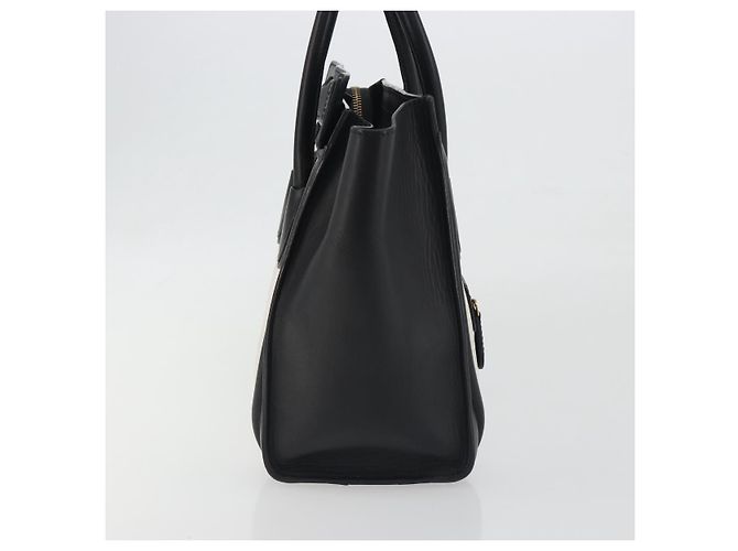 Céline CELINE Luggage Micro Shopper Hand Bag Leather White Gold Tone Auth 196440A Bianco - vista 5