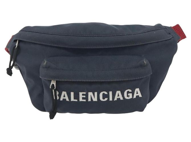 BALENCIAGA Body Bag Canvas Navy Silver Auth 194239 Silber Marineblau - Ansicht 2