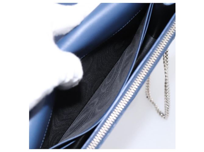 SAINT LAURENT Kate Chain Shoulder Wallet Leather Navy Silver Auth ka5752V Argento Blu navy - vista 21