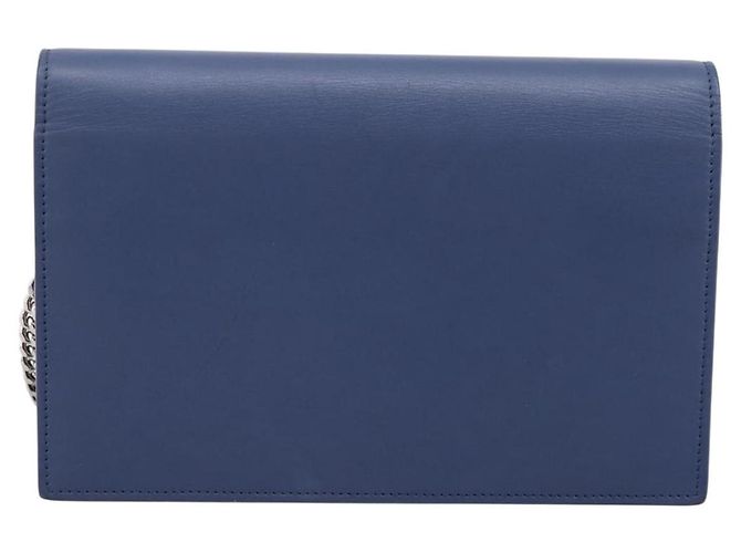 SAINT LAURENT Kate Chain Shoulder Wallet Leather Navy Silver Auth ka5752V Argento Blu navy - vista 3
