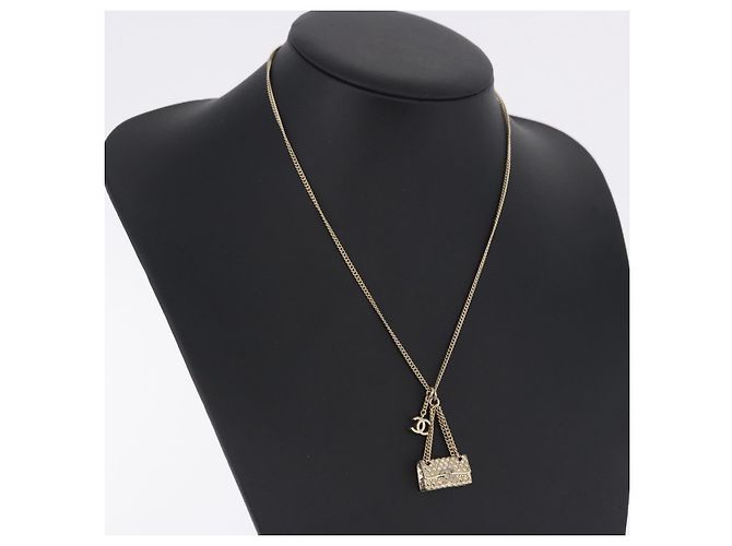 Collana CHANEL Matelasse metallo Gold Tone CC Auth 198856M - vista 14