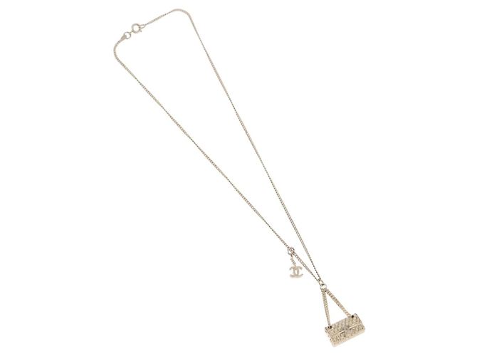 Collana CHANEL Matelasse metallo Gold Tone CC Auth 198856M - vista 2