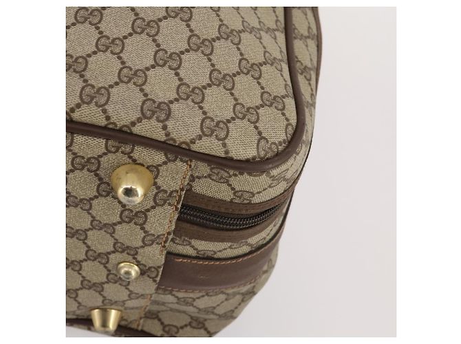 Padlock GUCCI GG Supreme Web Sherry Line Trunk PVC Beige Gold Auth 194417 D'oro - vista 10