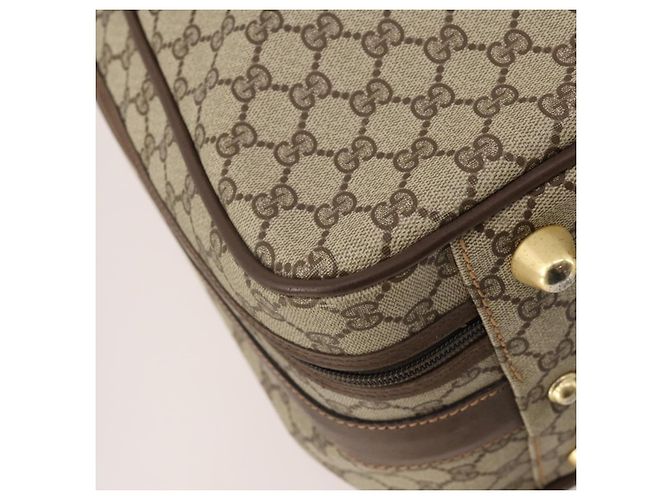 Padlock GUCCI GG Supreme Web Sherry Line Trunk PVC Beige Gold Auth 194417 D'oro - vista 11