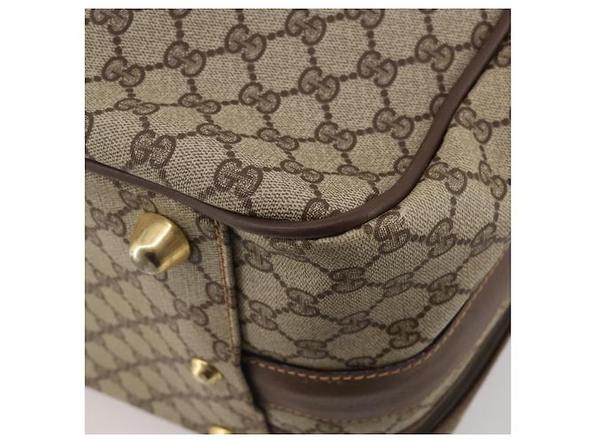 Padlock GUCCI GG Supreme Web Sherry Line Trunk PVC Beige Gold Auth 194417 D'oro - vista 12