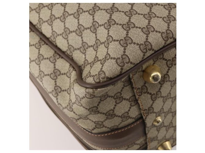 Padlock GUCCI GG Supreme Web Sherry Line Trunk PVC Beige Gold Auth 194417 D'oro - vista 13