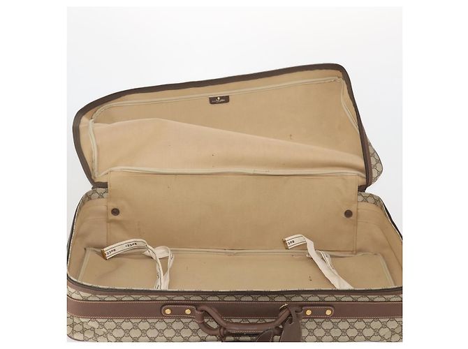 Padlock GUCCI GG Supreme Web Sherry Line Trunk PVC Beige Gold Auth 194417 D'oro - vista 19