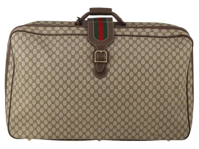 Padlock GUCCI GG Supreme Web Sherry Line Trunk PVC Beige Gold Auth 194417 D'oro - vista 2