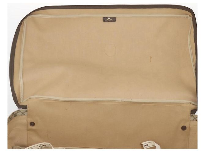 Padlock GUCCI GG Supreme Web Sherry Line Trunk PVC Beige Gold Auth 194417 D'oro - vista 20