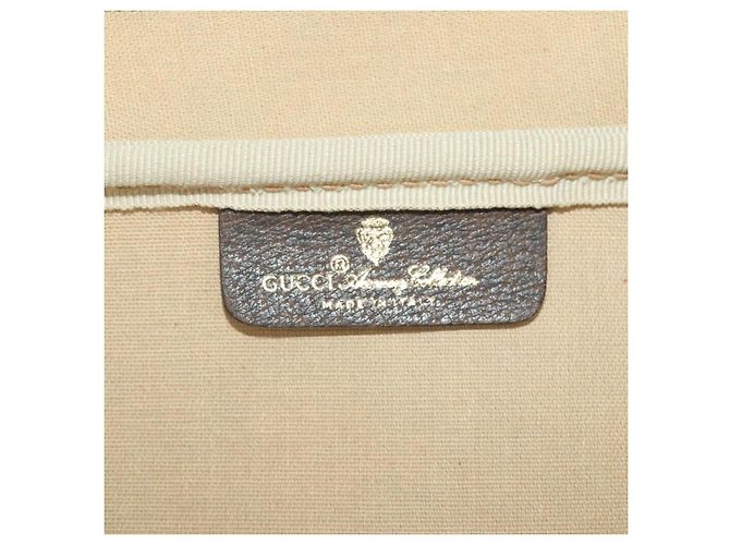 Padlock GUCCI GG Supreme Web Sherry Line Trunk PVC Beige Gold Auth 194417 D'oro - vista 21