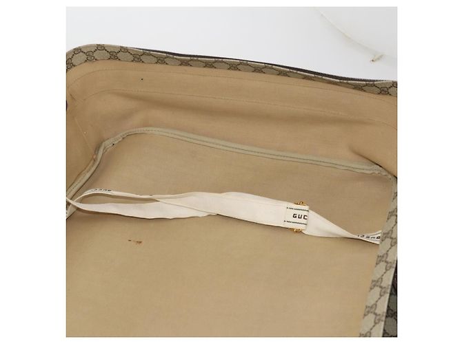 Padlock GUCCI GG Supreme Web Sherry Line Trunk PVC Beige Gold Auth 194417 D'oro - vista 23