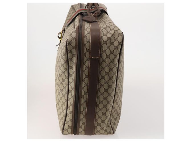 Padlock GUCCI GG Supreme Web Sherry Line Trunk PVC Beige Gold Auth 194417 D'oro - vista 4