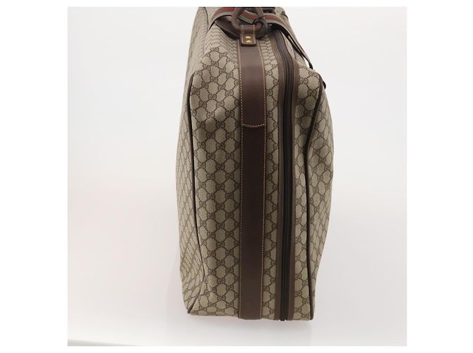 Padlock GUCCI GG Supreme Web Sherry Line Trunk PVC Beige Gold Auth 194417 D'oro - vista 5