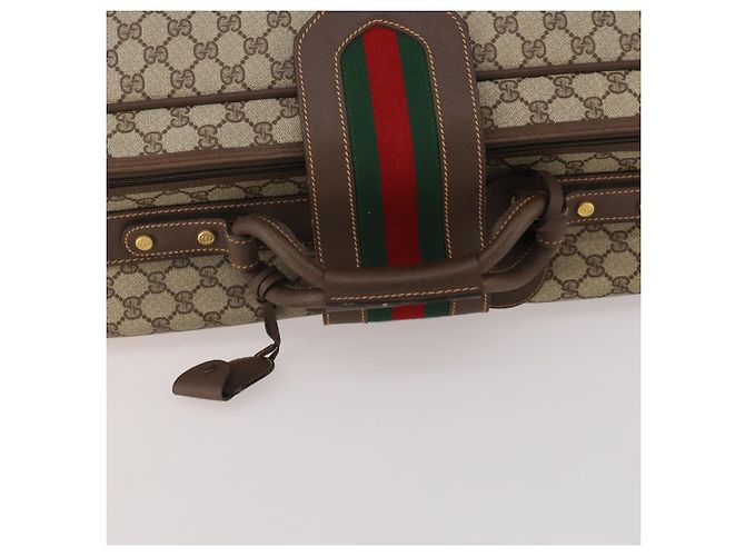 Padlock GUCCI GG Supreme Web Sherry Line Trunk PVC Beige Gold Auth 194417 D'oro - vista 7