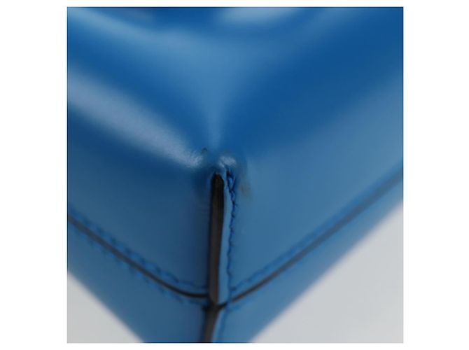 Pouch Salvatore Ferragamo Gancini in pelle blu e argento Auth 195518M - vista 11