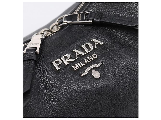 Borsa a tracolla PRADA in pelle 2way Nero Argento 1BC133 Auth am12304SAM - vista 16