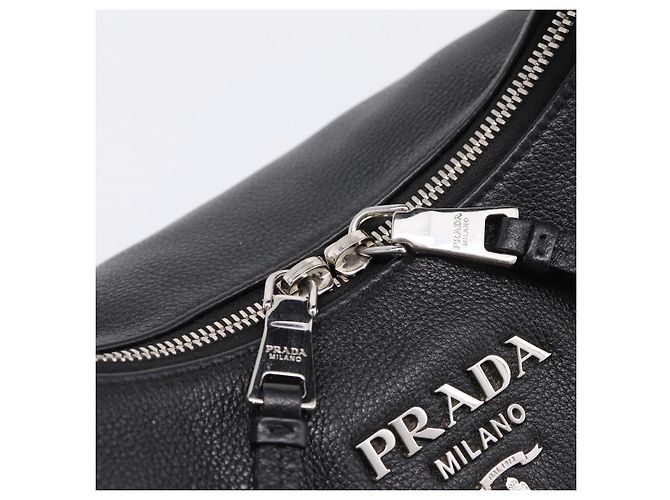 Borsa a tracolla PRADA in pelle 2way Nero Argento 1BC133 Auth am12304SAM - vista 17