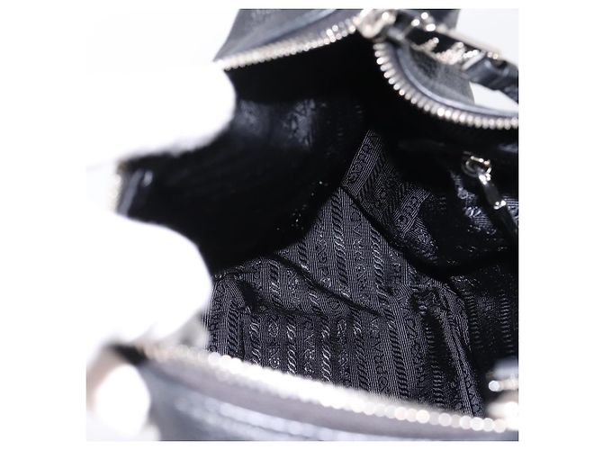 Borsa a tracolla PRADA in pelle 2way Nero Argento 1BC133 Auth am12304SAM - vista 21