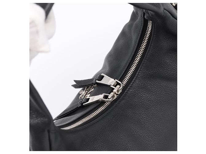Borsa a tracolla PRADA in pelle 2way Nero Argento 1BC133 Auth am12304SAM - vista 6