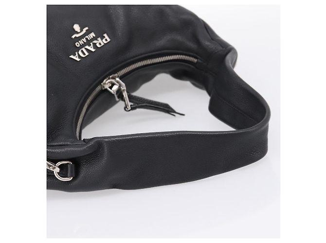 Borsa a tracolla PRADA in pelle 2way Nero Argento 1BC133 Auth am12304SAM - vista 7