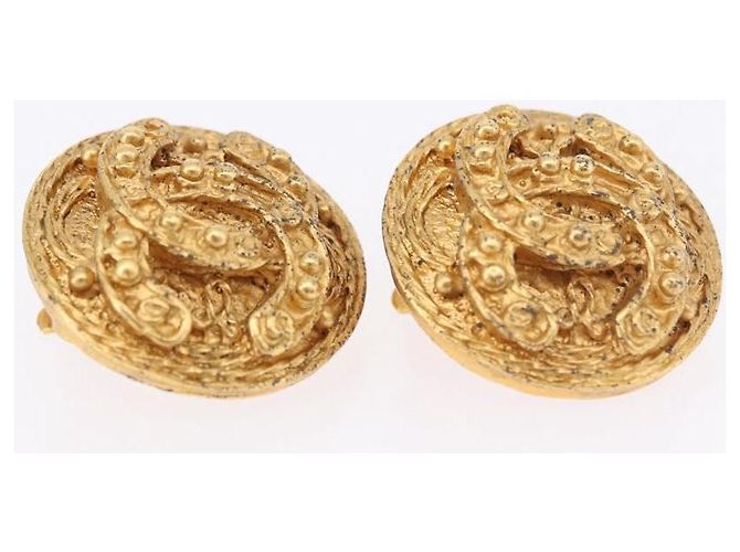 Orecchini CHANEL Metallo Tono Oro CC Auth 198822V - vista 12