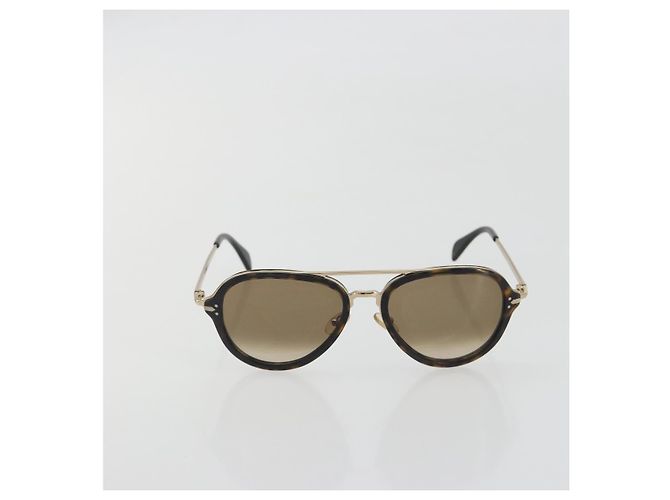 Céline Gafas de sol CELINE Plástico Tortoise Brown Gold Tone Auth BA15025V Castaño - vista 2
