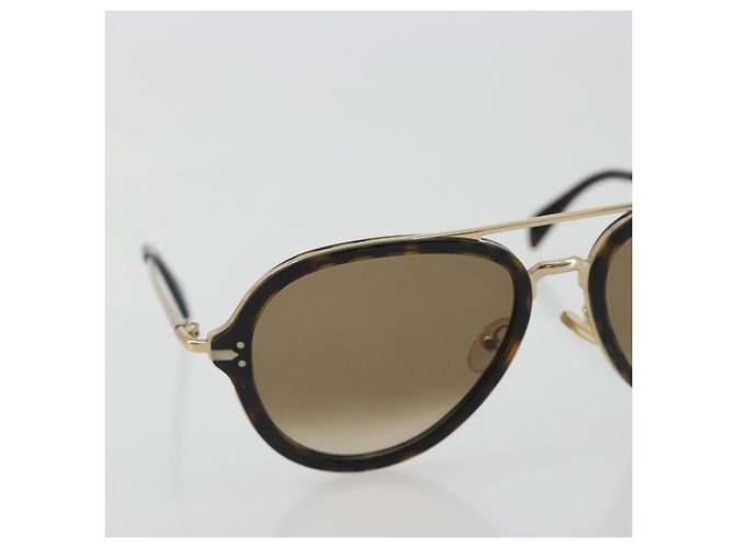 Céline Gafas de sol CELINE Plástico Tortoise Brown Gold Tone Auth BA15025V Castaño - vista 6