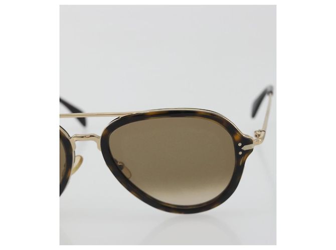 Céline Gafas de sol CELINE Plástico Tortoise Brown Gold Tone Auth BA15025V Castaño - vista 7
