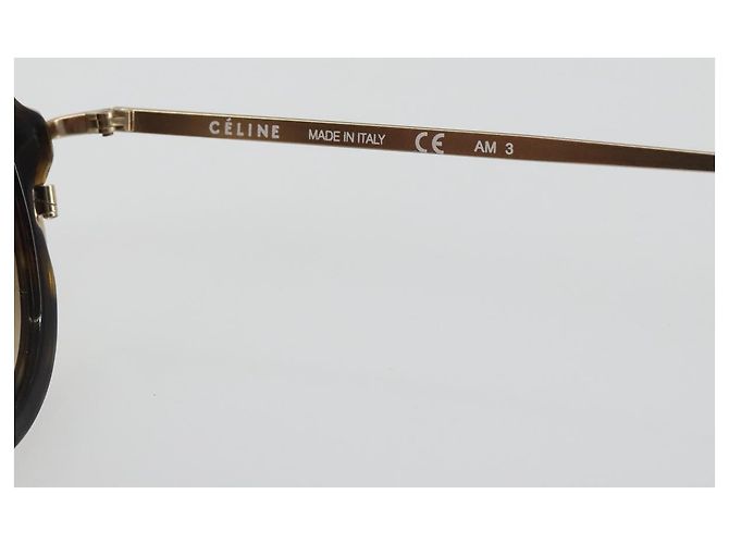 Céline Gafas de sol CELINE Plástico Tortoise Brown Gold Tone Auth BA15025V Castaño - vista 8