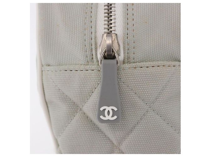 Borsa a mano sportiva CHANEL Canvas Gray Silver CC Auth BA14884A Marrone Argento - vista 15
