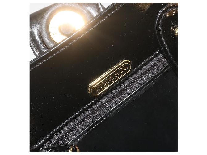Autre Marque Borsa a tracolla con catena TIFFANY&Co. Pelle verniciata Nero Oro Auth 197139 D'oro - vista 18