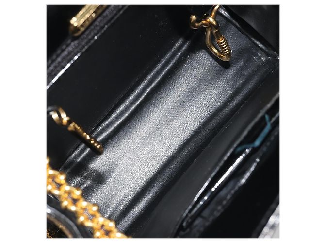 Autre Marque Borsa a tracolla con catena TIFFANY&Co. Pelle verniciata Nero Oro Auth 197139 D'oro - vista 19