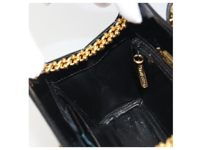 Autre Marque Borsa a tracolla con catena TIFFANY&Co. Pelle verniciata Nero Oro Auth 197139 D'oro - vista 21