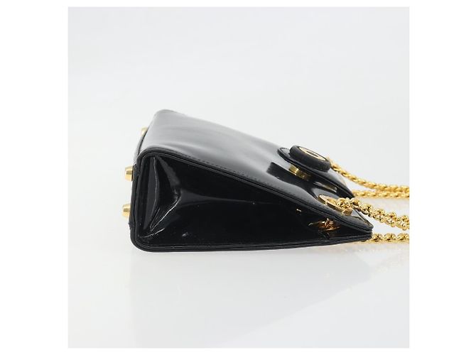 Autre Marque Borsa a tracolla con catena TIFFANY&Co. Pelle verniciata Nero Oro Auth 197139 D'oro - vista 4
