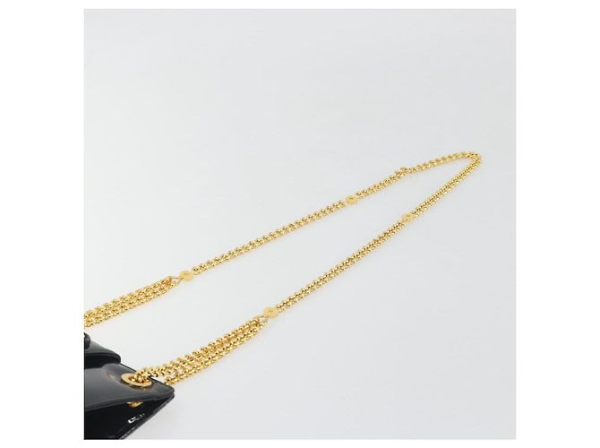 Autre Marque Borsa a tracolla con catena TIFFANY&Co. Pelle verniciata Nero Oro Auth 197139 D'oro - vista 8