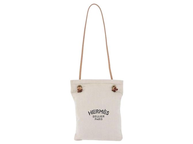 Hermès Bolso de hombro HERMES Aline de algodón beige dorado Auth 196640A - vista 2