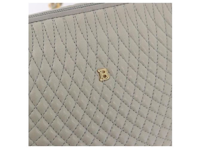Borsa a tracolla con catena BALLY in pelle grigia tono oro Auth 198489A Marrone - vista 15
