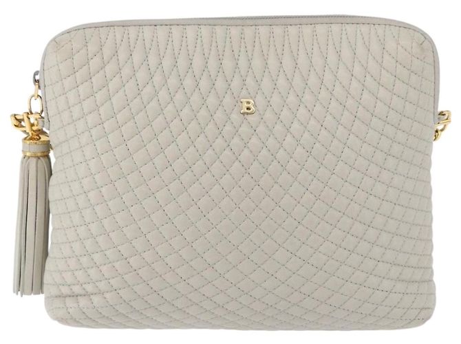 Borsa a tracolla con catena BALLY in pelle grigia tono oro Auth 198489A Marrone - vista 2